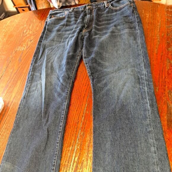 42Tx36 Polo Ralph Lauren The Hampton Straight Denim Blue Jeans Cotton w Pockets - Picture 1 of 9